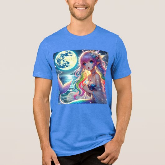 月光を歌うアニメガールPixie Rainbow Mermaid トライブレンドＴシャツ (正面)