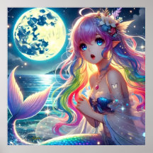月光を歌うアニメガールPixie Rainbow Mermaid