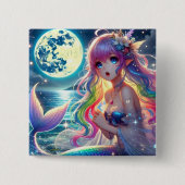 月光を歌うアニメガールPixie Rainbow Mermaid 缶バッジ (正面)