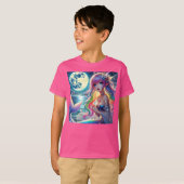 月光を歌うアニメガールPixie Rainbow Mermaid Tシャツ (正面フル)
