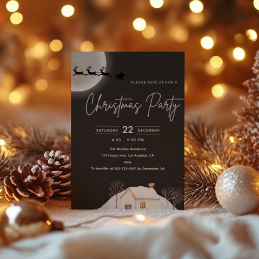 月光エレガントクリスマスパーティの招待状 招待状