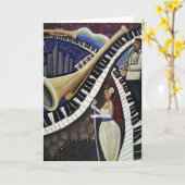 月光ジャズ挨拶状 カード (黄色い花)