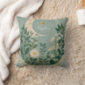 月光開花：パステルフローラと三日月 クッション (ブランケット)