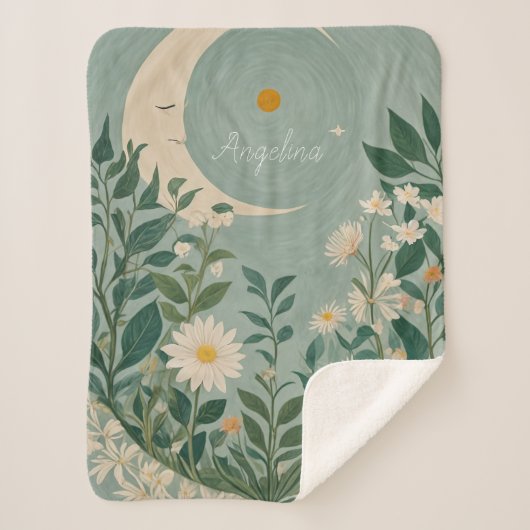 月光開花：パステルフローラと三日月 シェルパブランケット (正面)