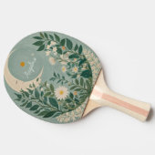 月光開花：パステルフローラと三日月 卓球ラケット (横)