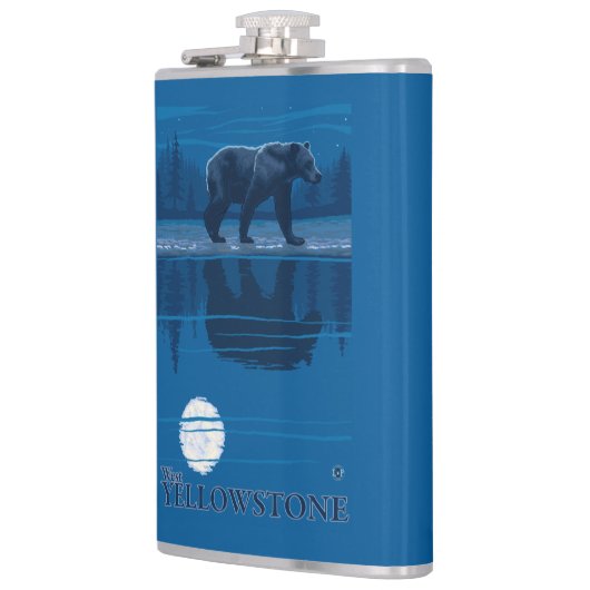 月光-西のイエローストーン、モンタナのくま フラスク (左)