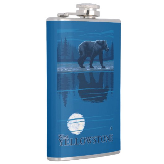 月光-西のイエローストーン、モンタナのくま フラスク (右)