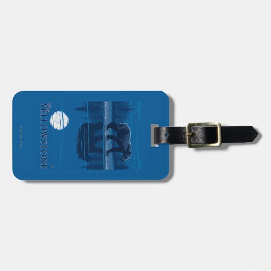 月光-西のイエローストーン、モンタナのくま ラゲッジタグ (正面横)