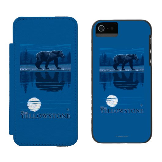 月光-西のイエローストーン、モンタナのくま INCIPIO iPhoneウォレットケース (並び)
