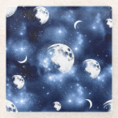 月光 | Moon Phases in Sky Clouds ガラスコースター (正面)