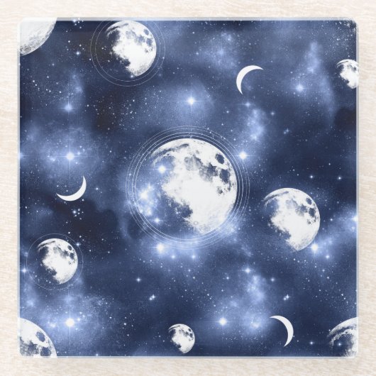 月光 | Moon Phases in Sky Clouds ガラスコースター (正面)