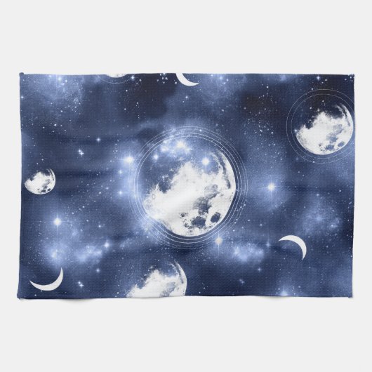月光 | Moon Phases in Sky Clouds キッチンタオル (横)