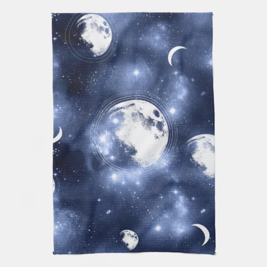 月光 | Moon Phases in Sky Clouds キッチンタオル (縦)