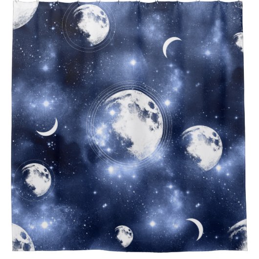 月光 | Moon Phases in Sky Clouds シャワーカーテン (正面)