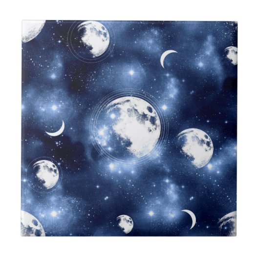 月光 | Moon Phases in Sky Clouds タイル (正面)