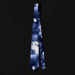 月光 Moon Phases in Sky Clouds ネクタイ