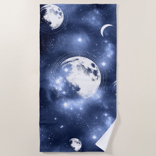月光 | Moon Phases in Sky Clouds ビーチタオル (正面)