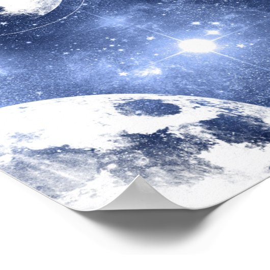 月光 | Moon Phases in Sky Clouds ポスター (角)