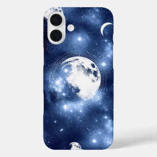 月光   Moon Phases in Sky Clouds iPhone 16 Plusケース