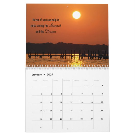 月別のインスピレーション カレンダー (1月 2027)