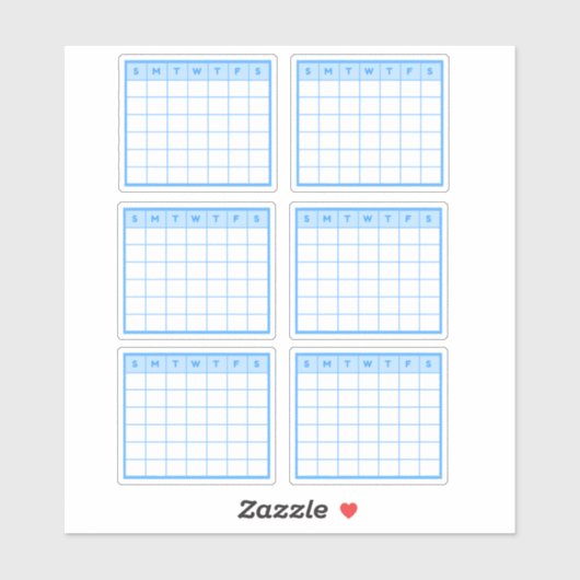 月単位の青いカレンダー シール (シート)