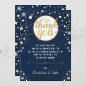 月及び星のベビーシャワー/きらめきの星の誕生日 サンキューカード (正面/裏面)