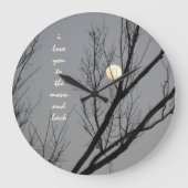 月及び背部の冬の空の柱時計に愛して下さい ラージ壁時計 (正面)