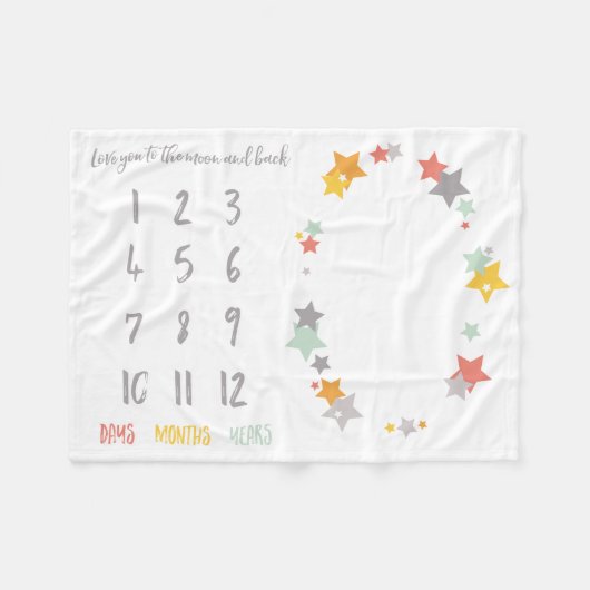 月及び背部ベビーのマイル標石毛布に愛して下さい フリースブランケット (正面(横))