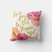 "月及び背部"花の金ゴールドのに枕愛して下さい クッション (正面)