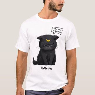 月名のもとに怒る黒猫Tシャツ Tシャツ