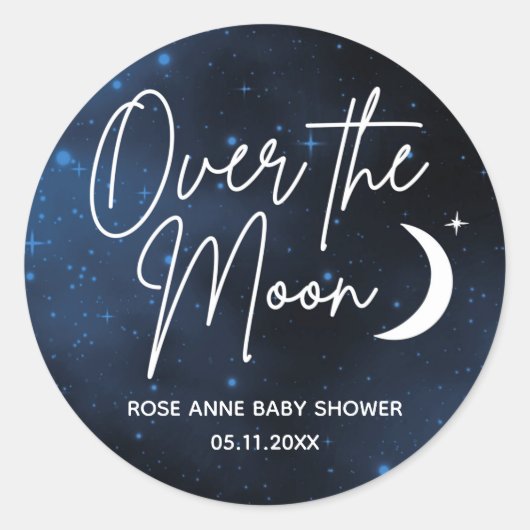 月名の上で日付をテーマにした赤ちゃんシャワー ラウンドシール (正面)