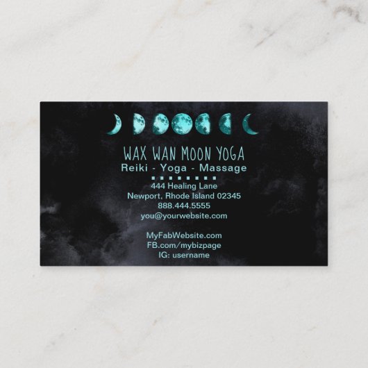 *~*月型ワックスWanフルターコイズブルームーンフェーズ 名刺 (裏面)