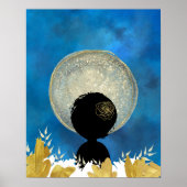 月壁アートの前のアフリカの黒い女性 ポスター (正面)