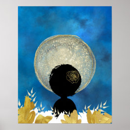 月壁アートの前のアフリカの黒い女性 ポスター