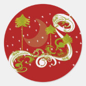 月変化の背景カスタマイズ色を持つ松 ラウンドシール (正面)