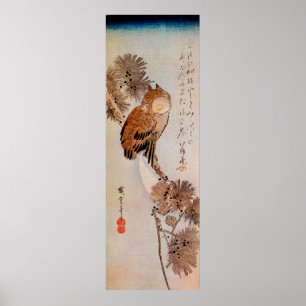 月夜のみみずく、広重ムーンライトフクロウ、広重、浮世絵 ポスター