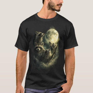 月夜のアライグマ | 面白いアライグマ Tシャツ