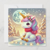 月夜のクリスマス空に舞うユニコーン シーズンカード (正面)