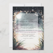 月夜のビーチウェディング 招待状 (正面)