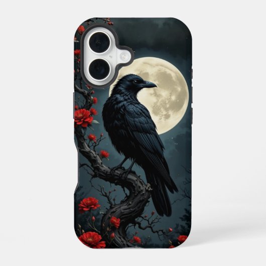月夜のワタリガラス iPhone 16 カバー (裏面)