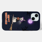 月夜の仔犬 - 魔女の帽子をかぶったハロウィンの犬 Case-Mate iPhoneケース (裏面 (横))