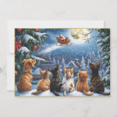 月夜の冬の森を駆けるサンタのそり シーズンカード (正面)