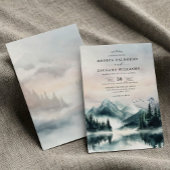 月夜の山岳松林のウェディング 招待状