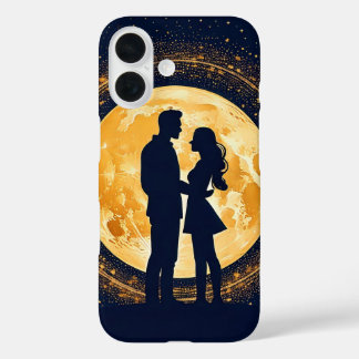 月夜の恋人たちのシルエット iPhone 16ケース