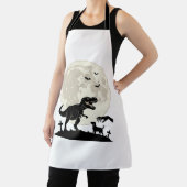 月夜の恐竜犬墓地シルエットTシャツ_1 エプロン (インサイチュ)