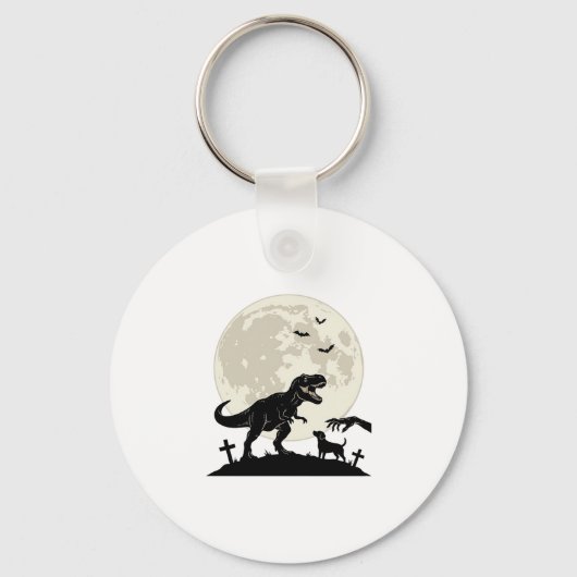 月夜の恐竜犬墓地シルエットTシャツ_1 キーホルダー (正面)