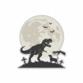 月夜の恐竜犬墓地シルエットTシャツ_1 シール (正面)