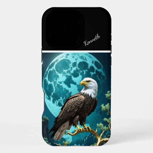 月夜の柳と河鷲 iPhoneケース (裏面)