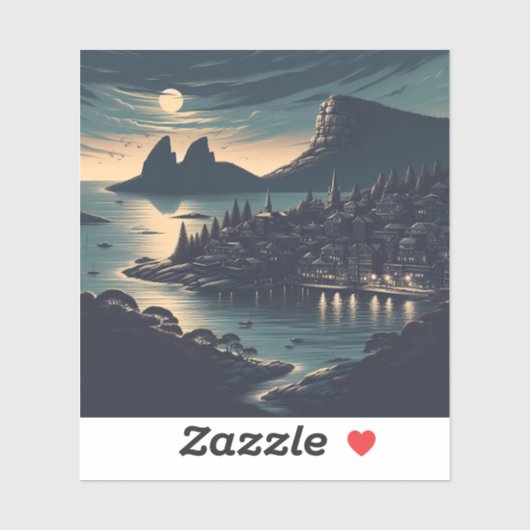 月夜の港 シール (シート)