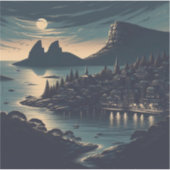 月夜の港 シール (正面)